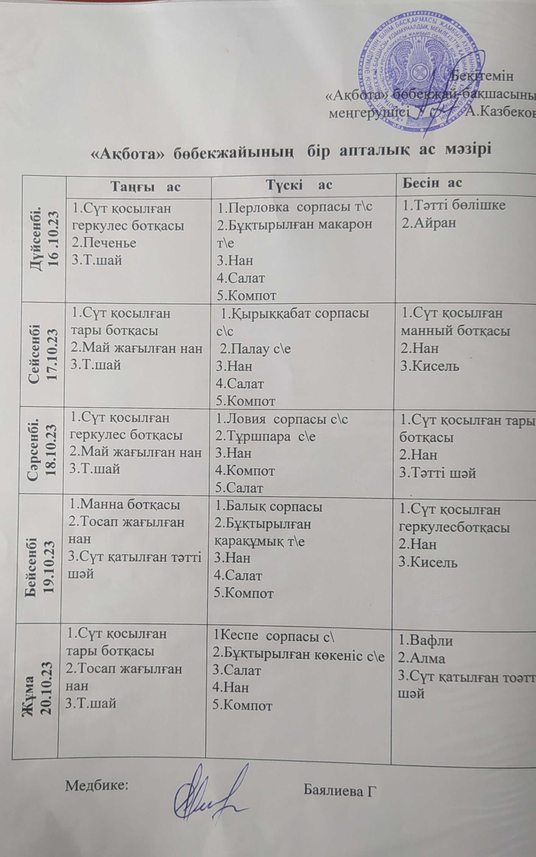 Ас мәзірі
