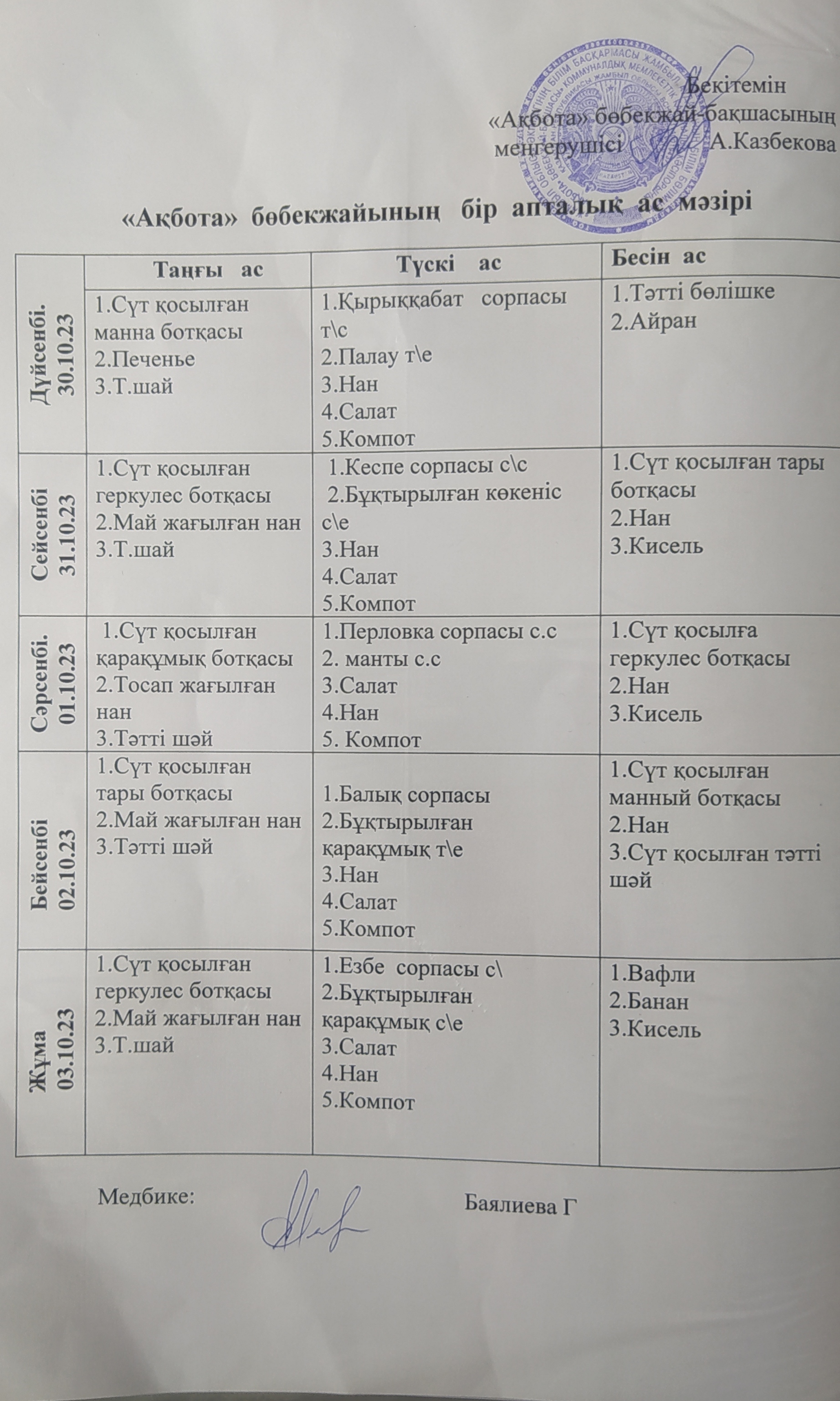 Ас мәзірі