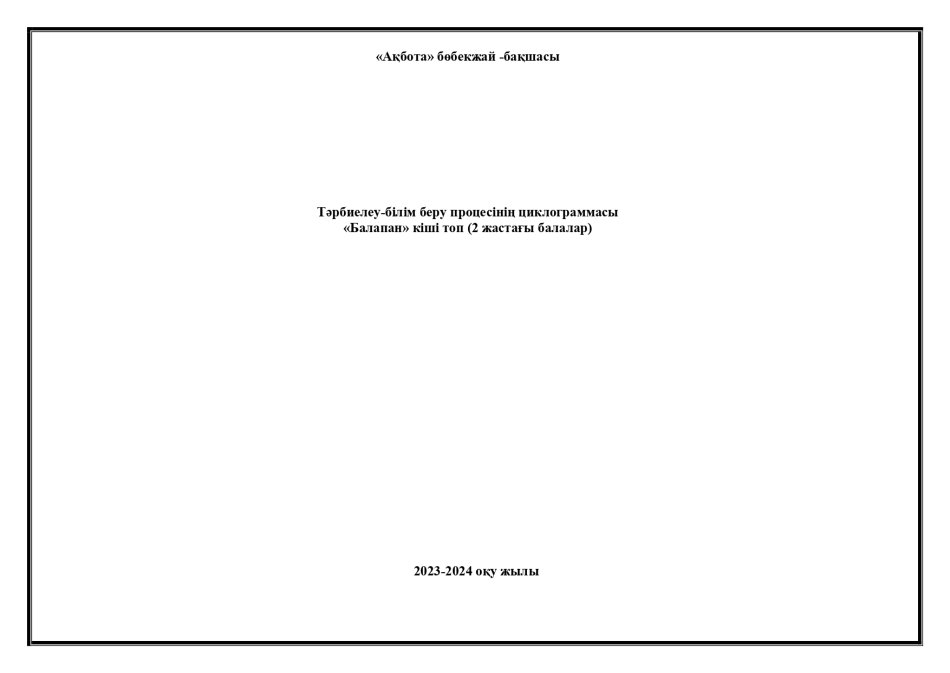 Циклограмма Балапан тобы 2023-2024